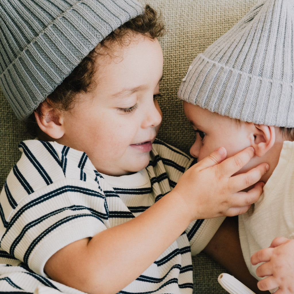 Noah Rib Cotton Beanie with Fleece - TINY WILD HEARTS