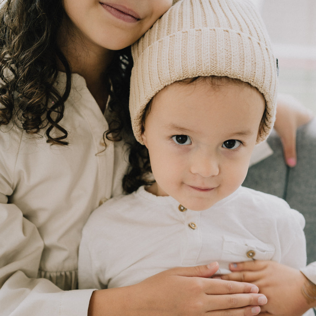 Noah Rib Cotton Beanie with Fleece - TINY WILD HEARTS
