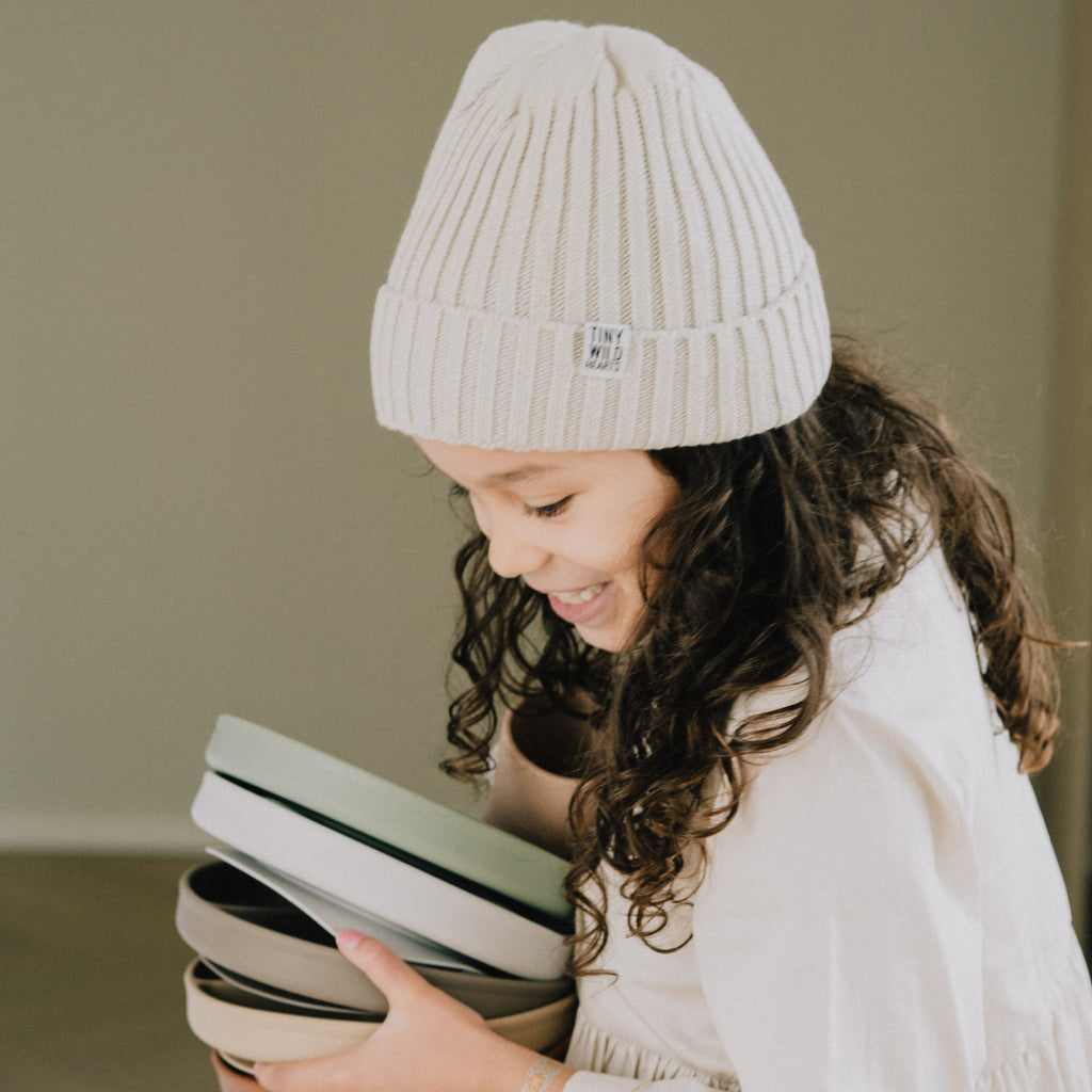 Noah Rib Cotton Beanie with Fleece - TINY WILD HEARTS